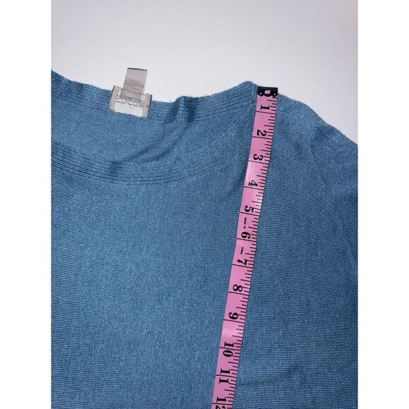 Chicos 2 Cashmere Blend Sweater Soft Cozy Boat Neck Dusty Blue Classic 12/14 Lg - Picture 10 of 13